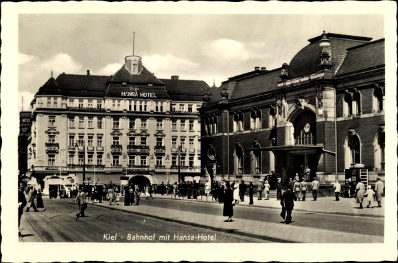 Ak Kiel in Schleswig Holstein, Bahnhof mit Hansa Hotel