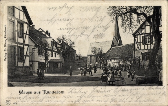 Ak Ründeroth Engelskirchen im Oberbergischen Kreis, Straßenpartie, Kirche, Anwohner