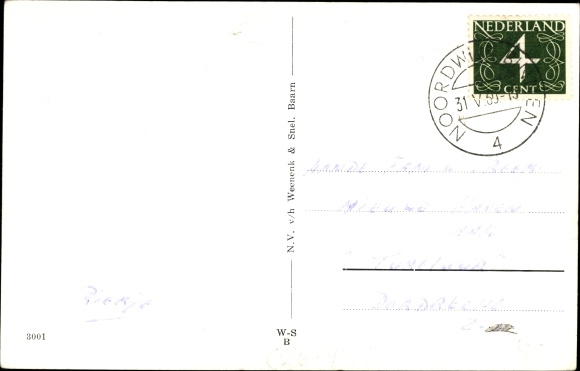 Artist Postcard Wills, John, Noordwijk aan Zee, child water skiing, pulled by fish