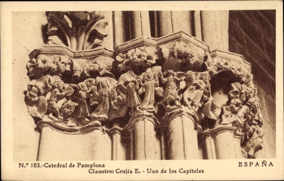 Postcard Pamplona Navarra, Cathedral, Cloister, Cruciate and One of the Chapters