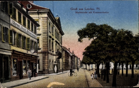 PC Landau in der Pfalz in Rhineland-Palatinate, view of Marktstraße with commander&#39;s office