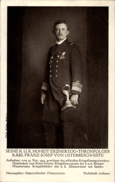 Ak Kaiser Karl I in Marineuniform, Portrait, KuK Kriegsmarine