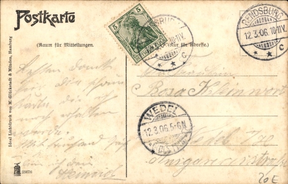 Butterfly Postcard Rendsburg in Schleswig Holstein, Town Hall, Jungfernstieg, Post Office