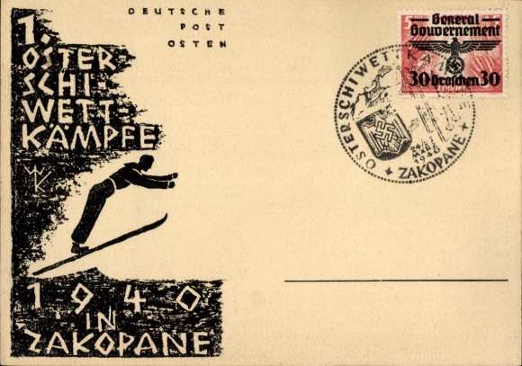 Künstler Ak Zakopane Polen, 1. Osterskiwettkämpfe 1940