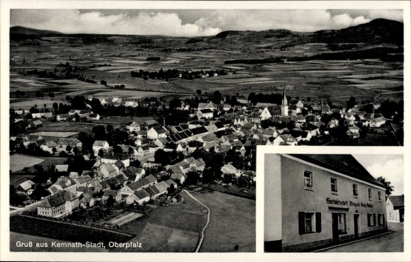 Postcard Kemnath in the Upper Palatinate, aerial photograph, Gasthof Georg Walberer