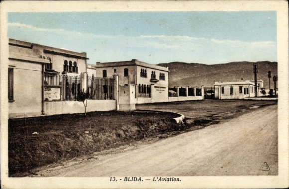 Postcard Blida Algeria, barracks, aviation