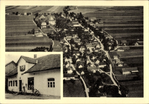 Postcard Amberg in Swabia, aerial photograph, building