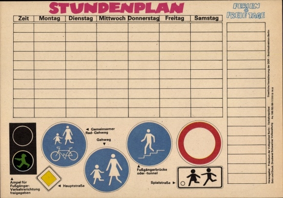 Timetable GDR Presidium People&#39;s Police Berlin, road safety around 1970