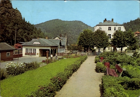 Ak Oybin in Sachsen, Bahnhof, Park