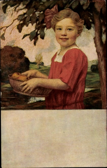 Künstler Ak Zumbusch, L. von, Stift Eva, Mädchen-Porträt, Korb