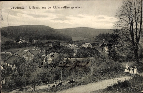 Postcard Lauenstein Salzhemmendorf in Lower Saxony, general view, view from the oak avenue