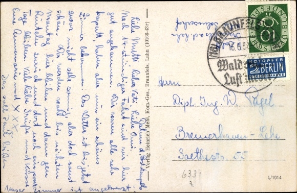 Postcard Braunfels ad Lahn, view of an inn