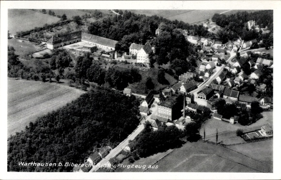 Postcard Warthausen in Baden Württemberg, aerial view of Warthausen, surroundings, buildings, streets