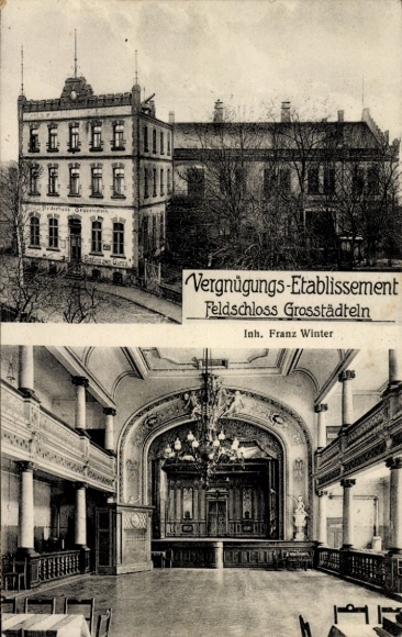 Ak Großstädteln Markkleeberg in Sachsen, Vergnügungs-Etablissement Feldschloss, Saal, Inh. F. Winter