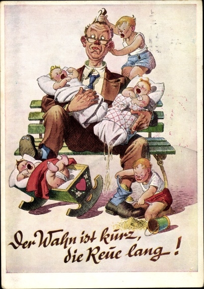 Artist Postcard Delusion is short, regret long, father with five children