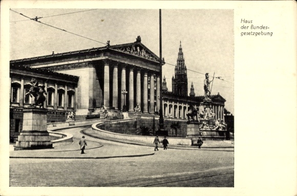 Postkaart Wenen, Huis van de Federale Wetgeving, postzegel IV. Pan-Europees Congres 1935