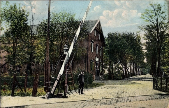 Postcard Aprath Wülfrath in the Bergisches Land, Restaurant Adolph Hamacher, railway crossing, barrier