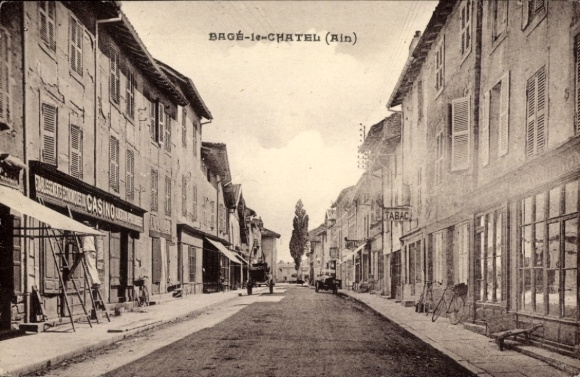 Ak Bagé le Chatel Ain, une rue, Casino