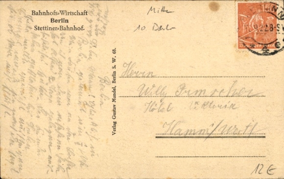 Postcard Berlin Mitte, Stettiner Bahnhof