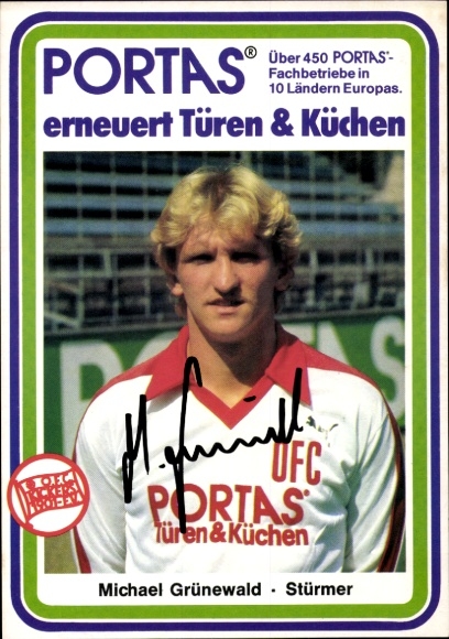 Karta autografu piłkarza Michaela Grünewalda, Kickers Offenbach, autograf