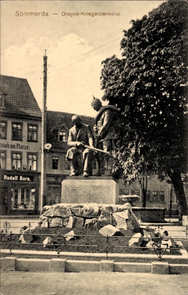 PC Sömmerda in Thuringia, Dreyse War Memorial, city view, Rudolf Born bookstore