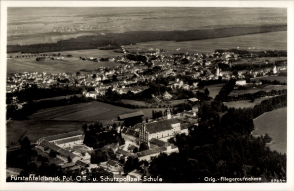 Postcard Fürstenfeldbruck in Upper Bavaria, aerial photograph