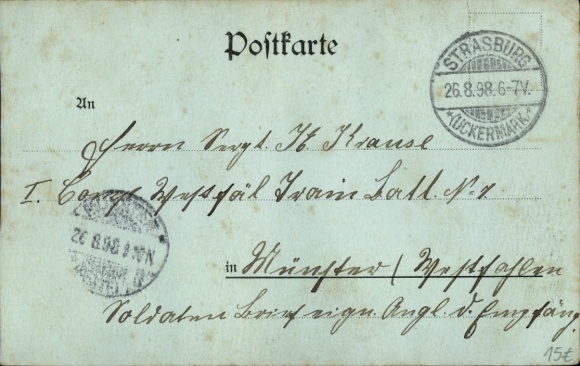 Moonlight Postcard Strasburg in the Uckermark, Imperial Post Office, Kaiser Wilhelm I Memorial