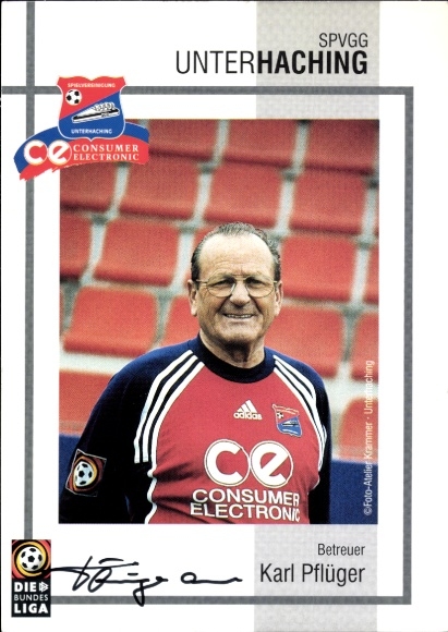 Autograph card team manager Karl Pflüger, SpVgg Unterhaching, autograph