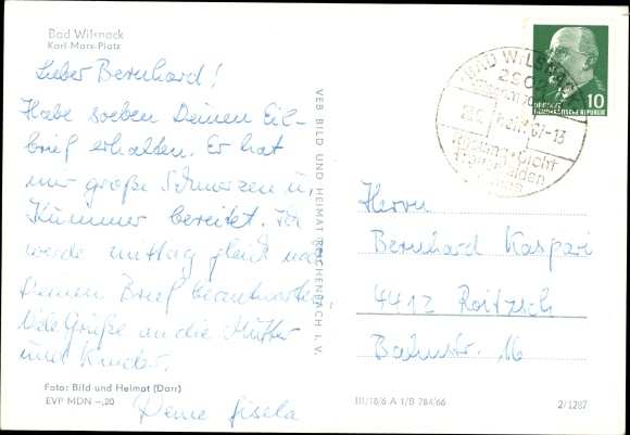 Postcard Bad Wilsnack in the Prignitz, Karl Marx Platz