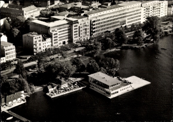 Postcard Hamburg Mitte St. Georg, Gurlittinsel, Inselcafe, aerial photograph