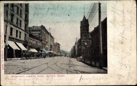 Ak Butte Montana VS, Broadway, naar het oosten kijkend