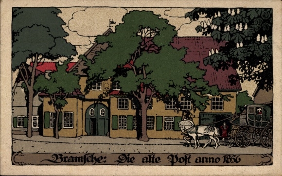 Steindruck Ak Bramsche in Niedersachsen, alte Post, anno 1856