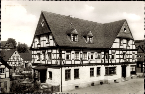 Postcard Bödefeld Schmallenberg in the Sauerland, guesthouse and guesthouse, half-timbered house, garden, quiet surroundings