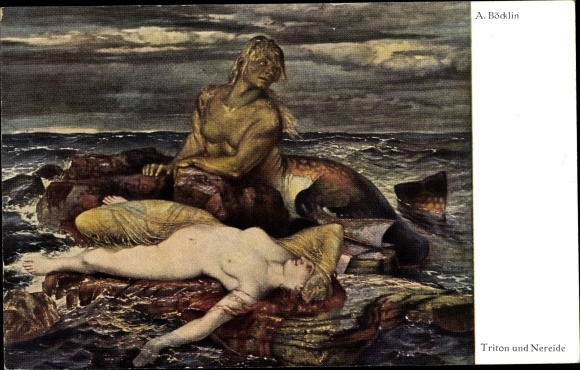 Artists Postcard Böcklin, Arnold, Triton and Nereid