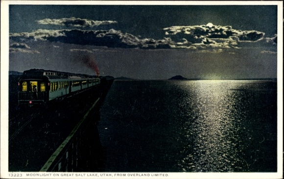 Postcard Utah United States, Moonlight on the Great Salt Lake
