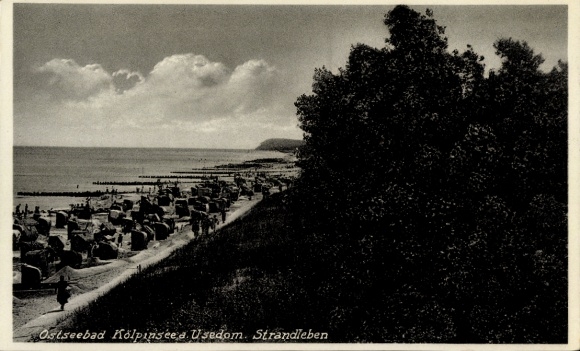 Postcard Ostseebad Kölpinsee on Usedom, beach life