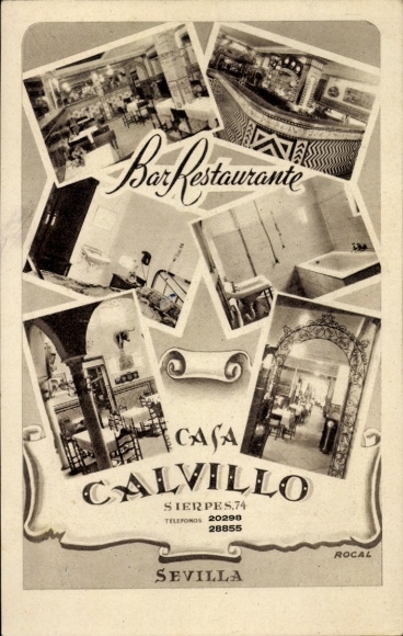 Postcard Seville Andalusia Spain, Bar Restaurante Casa Calvillo, Calle Sierpes 74