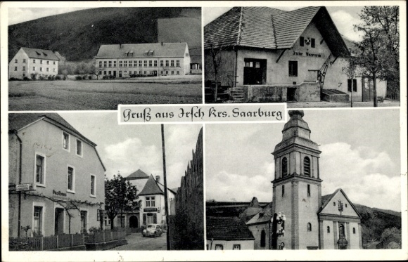 Postcard Irsch Rhineland Palatinate, partial views, Gasthaus Peter Karges