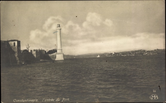 Postcard Constantinople Istanbul Türkiye, L&#39;entree du port, lighthouse