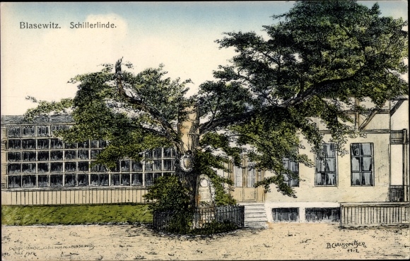 Kunstenaarskaart Claussnitzer, Dresden Blasewitz, Schillerlinde