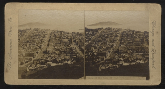 Stereo photo USA California, panoramic view over San Francisco