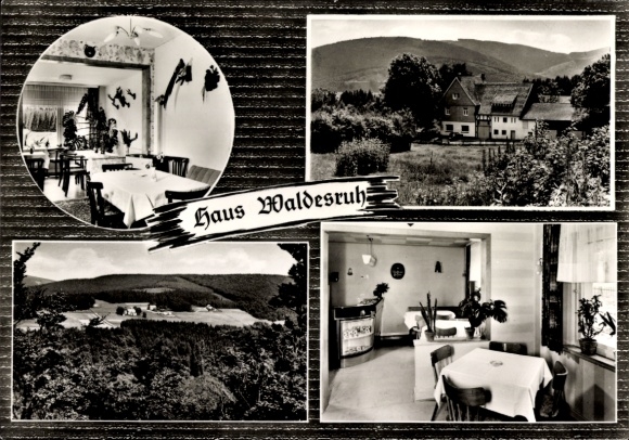 Postcard Bontkirchen Brilon im Sauerland, Huckeshohl, Haus Waldesruh, dining room, panorama