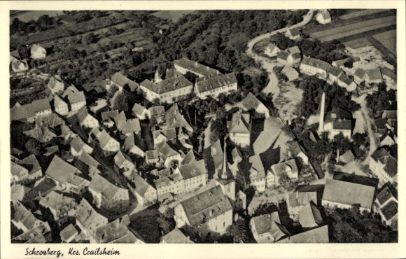 Postcard Schrozberg in Württemberg, aerial photograph