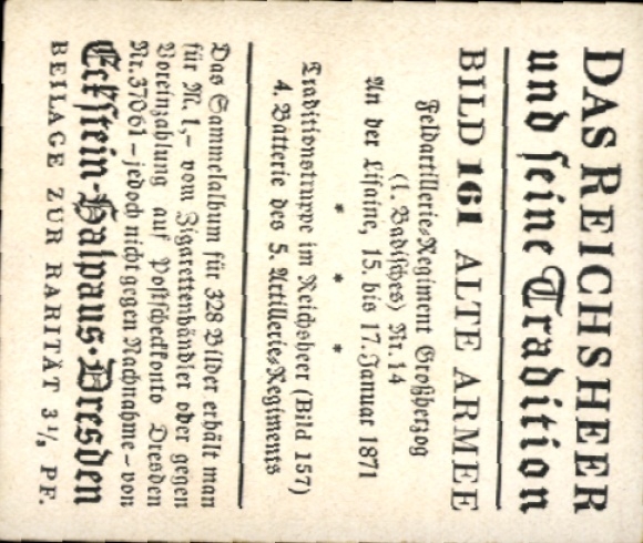 Collector's picture The Imperial Army and its tradition 161 Old army, field type. Rgt. Grand Duke 1st Bad. 14