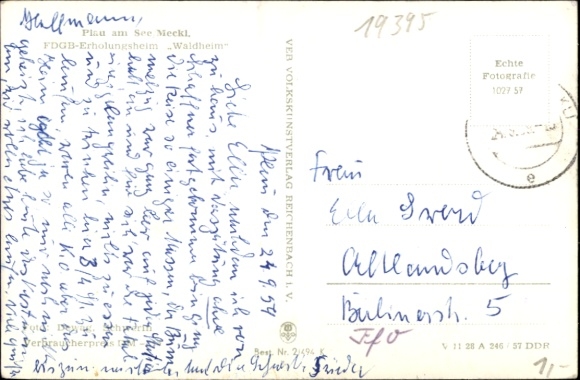 Postcard climatic health resort Plau am See, FDGB recreation home Waldheim