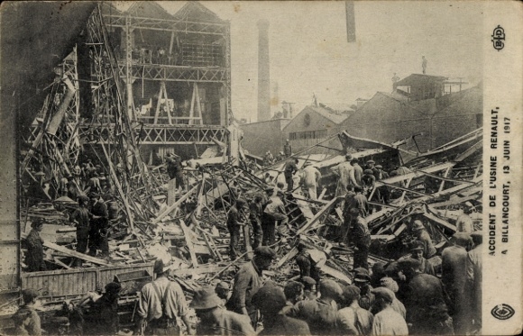 PC Billancourt Hauts de Seine, explosion in the Renault factory on June 13, 1917