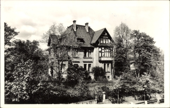 Postcard Bad Salzungen in Thuringia, house, trees, bushes, black and white photo