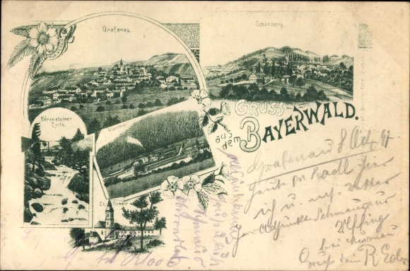 Ak Grafenau im Mittelgebirge Bayerischer Wald, Schönberg, Bärensteiner Leite, St.Oswald, Elsenthal