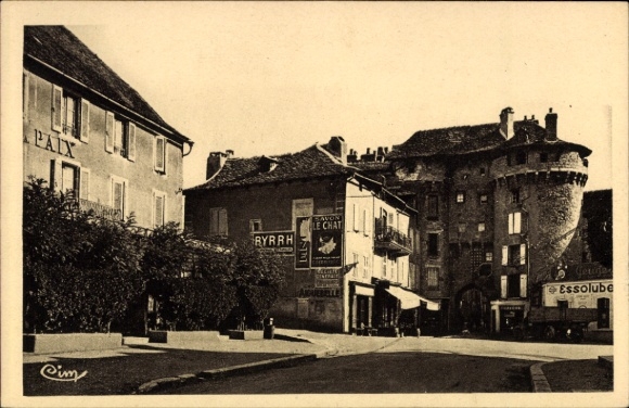 KP Marvejols Lozère, widok na miasto, budynki, sklepy, scena uliczna