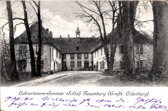Postcard Neuenburg Zetel in Oldenburg Friesland, Teachers' Seminar, Castle